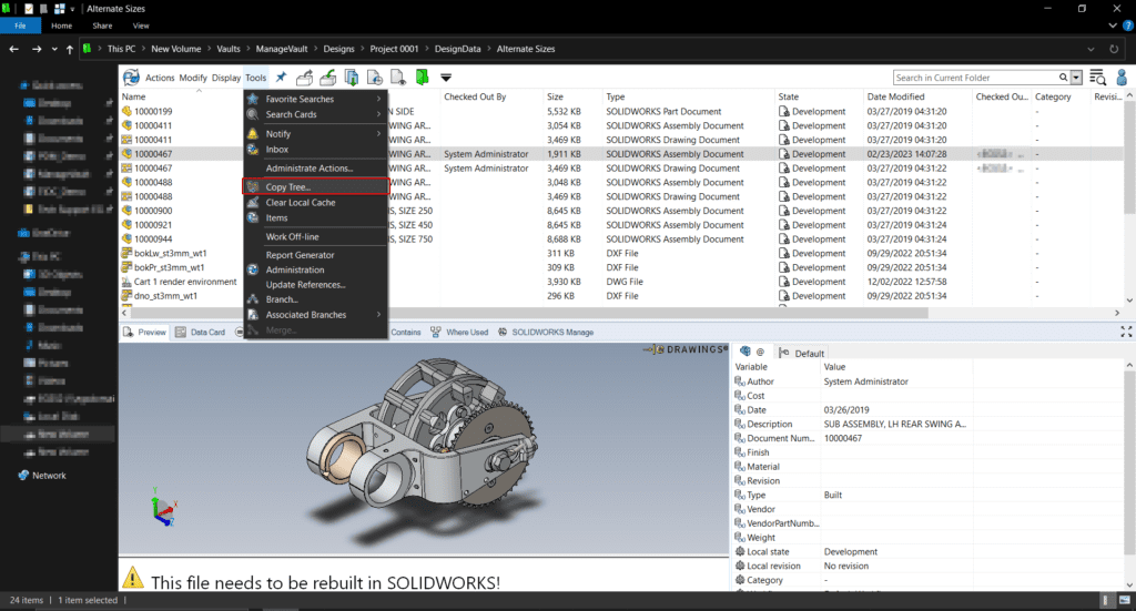 SOLIDWORKS PDM - Copy Tree
